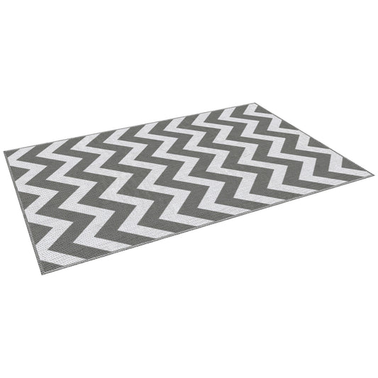 Reversible Outdoor RV Rug, Patio Floor Mat, 4' x 6' Plastic Straw Rug for Backyard, Deck, Beach, Camping, Grey &; White Garden Decor at Gallery Canada