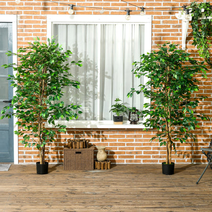 Set of 2 6ft Artificial Trees Ficus, Indoor Outdoor Fake Plants with Pot, for Home Decor Artificial Trees   at Gallery Canada