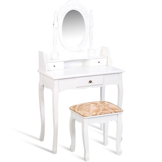Vanity Makeup Dressing Table with Rotating Mirror and 3 Drawers Makeup Vanities   at Gallery Canada