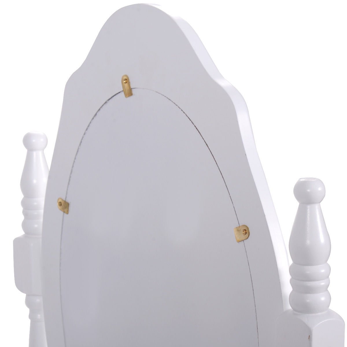 Wood Vanity Table Set with Oval Mirror and 4 Drawers for Kids Girls Women, White - Gallery Canada