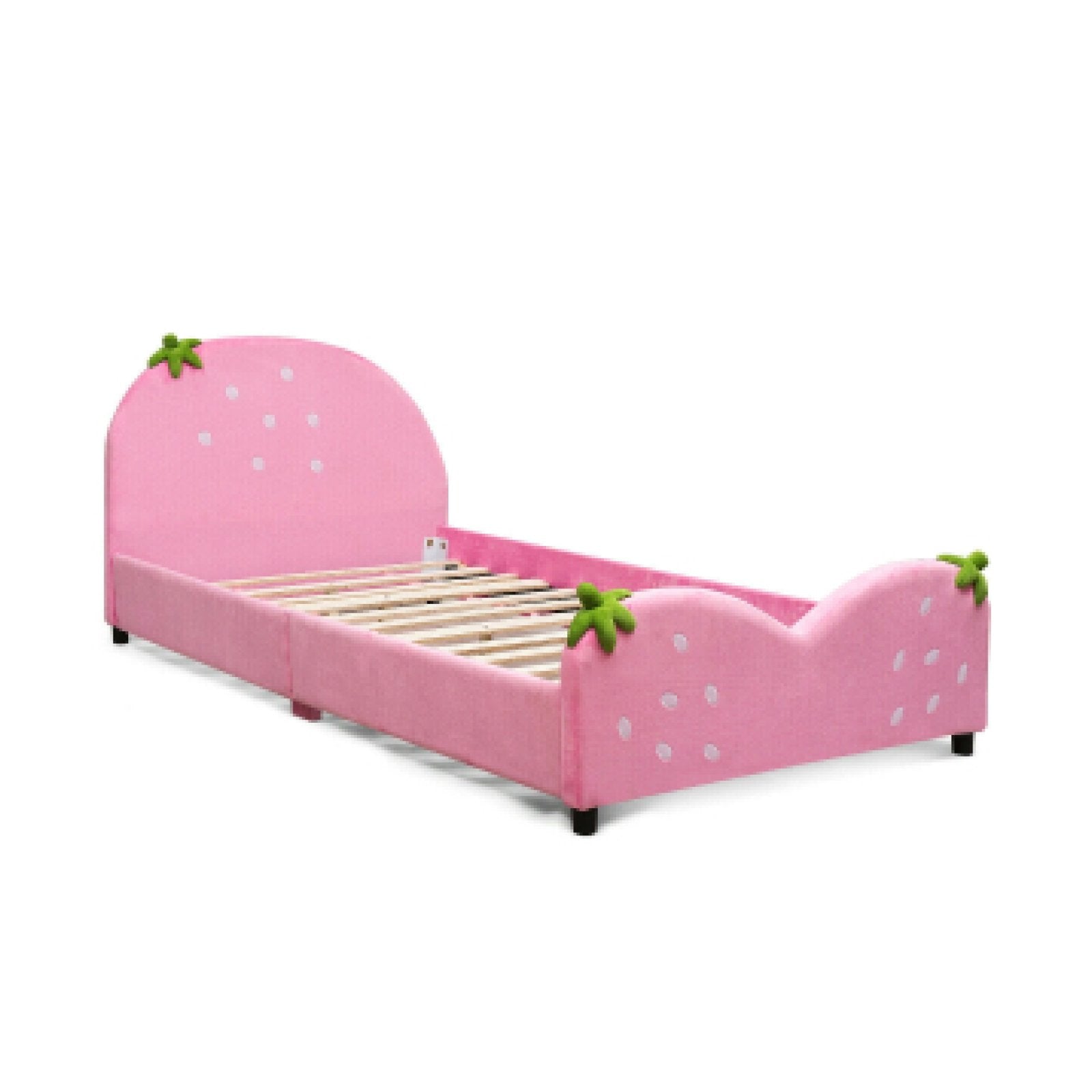 Kids Children Upholstered Berry Pattern Toddler Bed, Pink Toddler Beds   at Gallery Canada