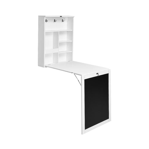 Convertible Wall Mounted Table with A Chalkboard, White