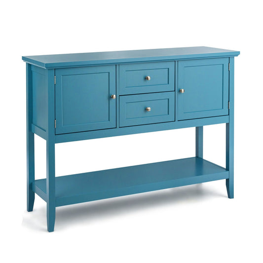 Wooden Sideboard Buffet Console Table with Drawers and Storage, Blue Console Tables Blue  at Gallery Canada