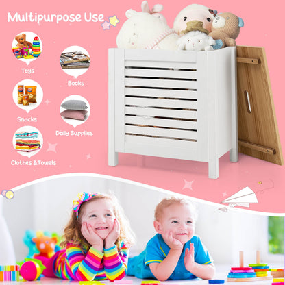 Wooden Kids Toy Storage Organizer with Lid, White Kids Storage   at Gallery Canada