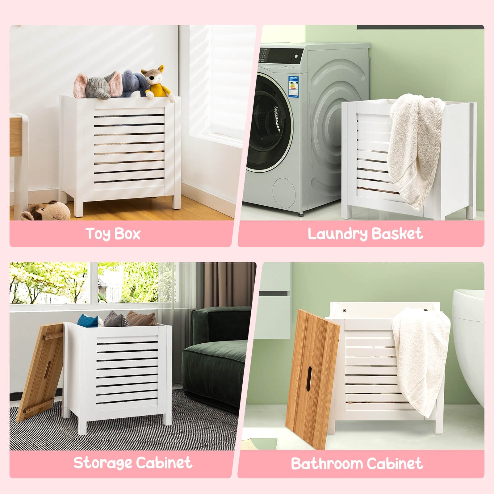 Wooden Kids Toy Storage Organizer with Lid, White Kids Storage   at Gallery Canada