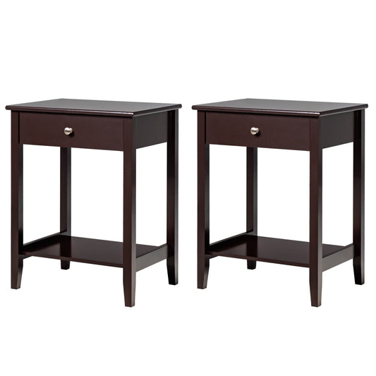 Set of 2 Wooden Bedside Sofa Table, Brown End & Side Tables   at Gallery Canada