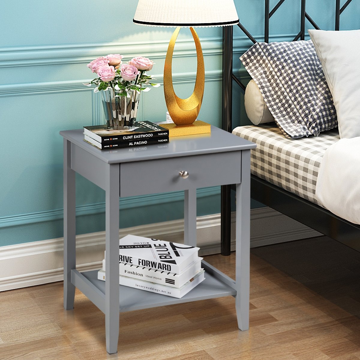 Set of 2 Wooden Bedside Sofa Table, Gray End & Side Tables   at Gallery Canada