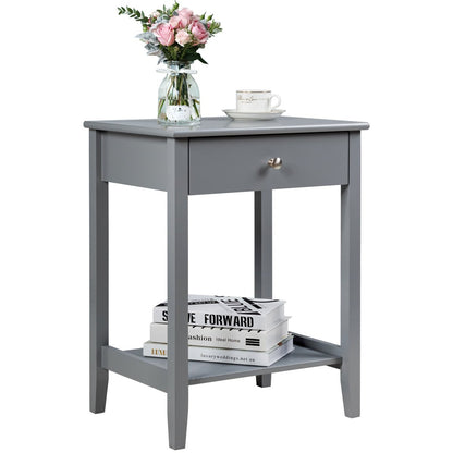 Set of 2 Wooden Bedside Sofa Table, Gray - Gallery Canada