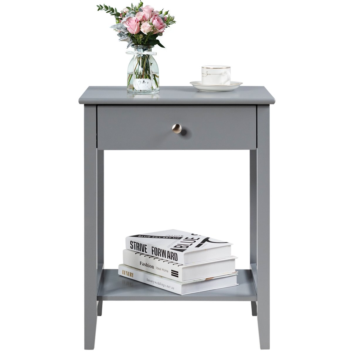 Set of 2 Wooden Bedside Sofa Table, Gray - Gallery Canada