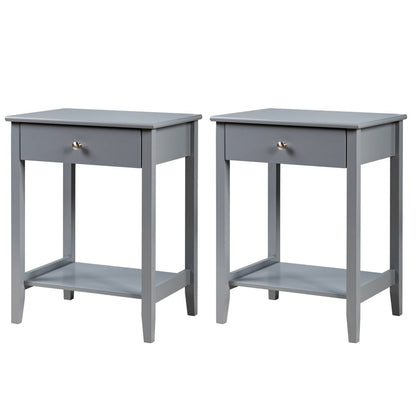 Set of 2 Wooden Bedside Sofa Table, Gray - Gallery Canada