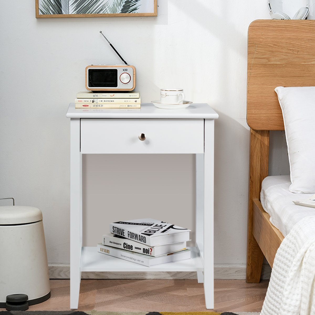 Set of 2 Wooden Bedside Sofa Table, White - Gallery Canada