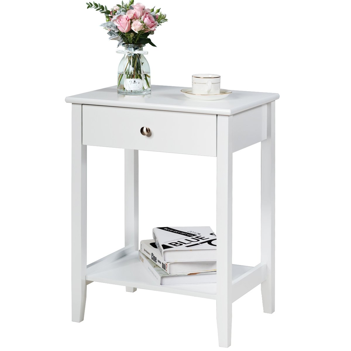 Set of 2 Wooden Bedside Sofa Table, White End & Side Tables   at Gallery Canada