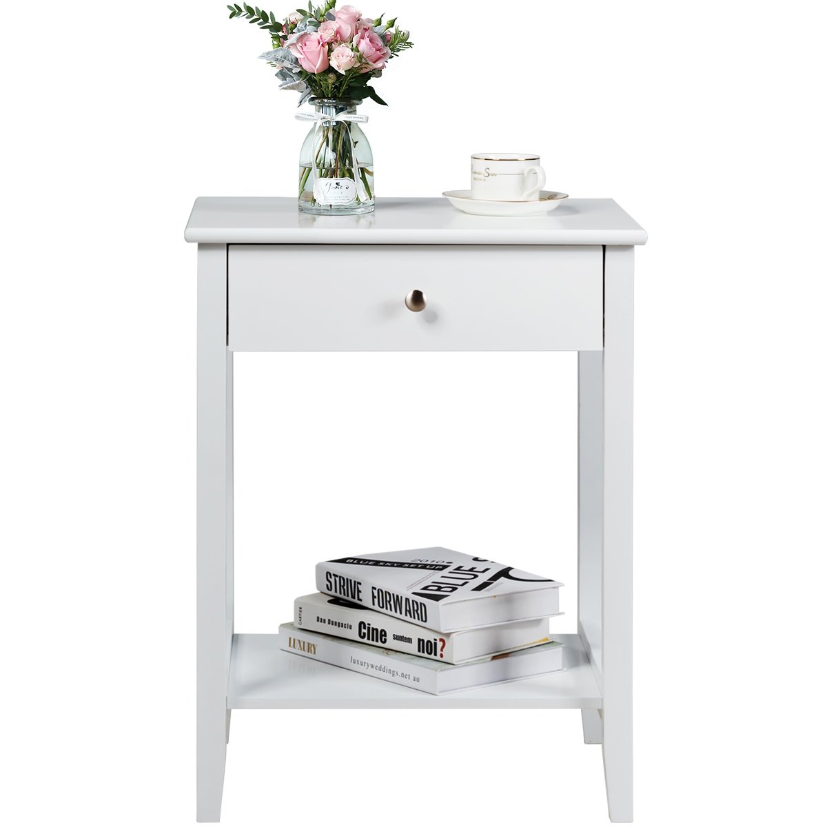 Set of 2 Wooden Bedside Sofa Table, White End & Side Tables   at Gallery Canada