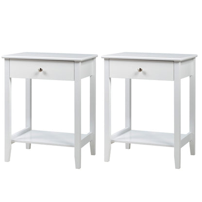 Set of 2 Wooden Bedside Sofa Table, White - Gallery Canada