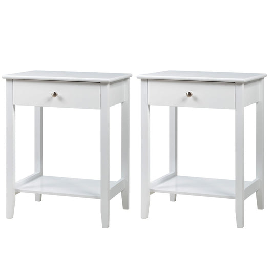 Set of 2 Wooden Bedside Sofa Table, White End & Side Tables   at Gallery Canada