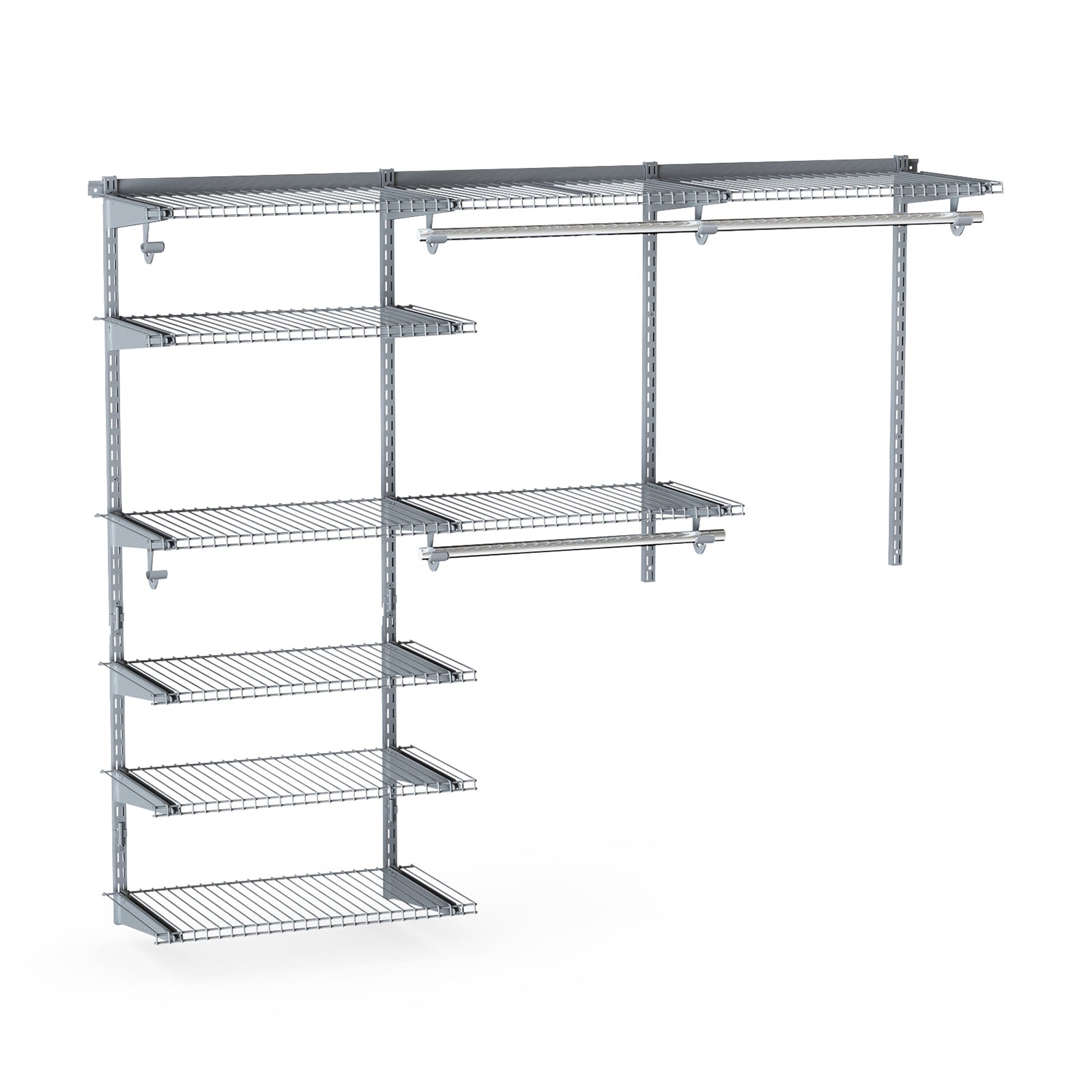 Adjustable Closet Organizer Kit with Shelves and Hanging Rods for 4 to 6 FT, Gray Clothing & Closet Storage Gray at Gallery Canada