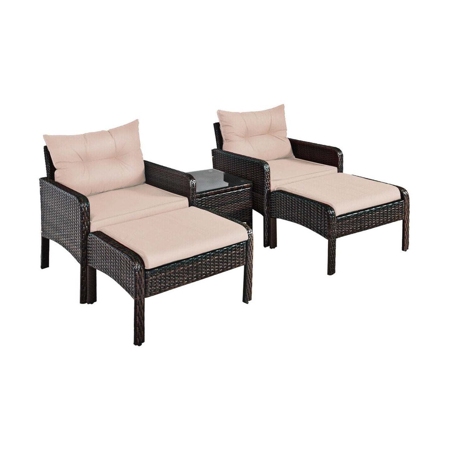 5 Pcs Patio Rattan Wicker Sofa Furniture Set , Beige - Gallery Canada