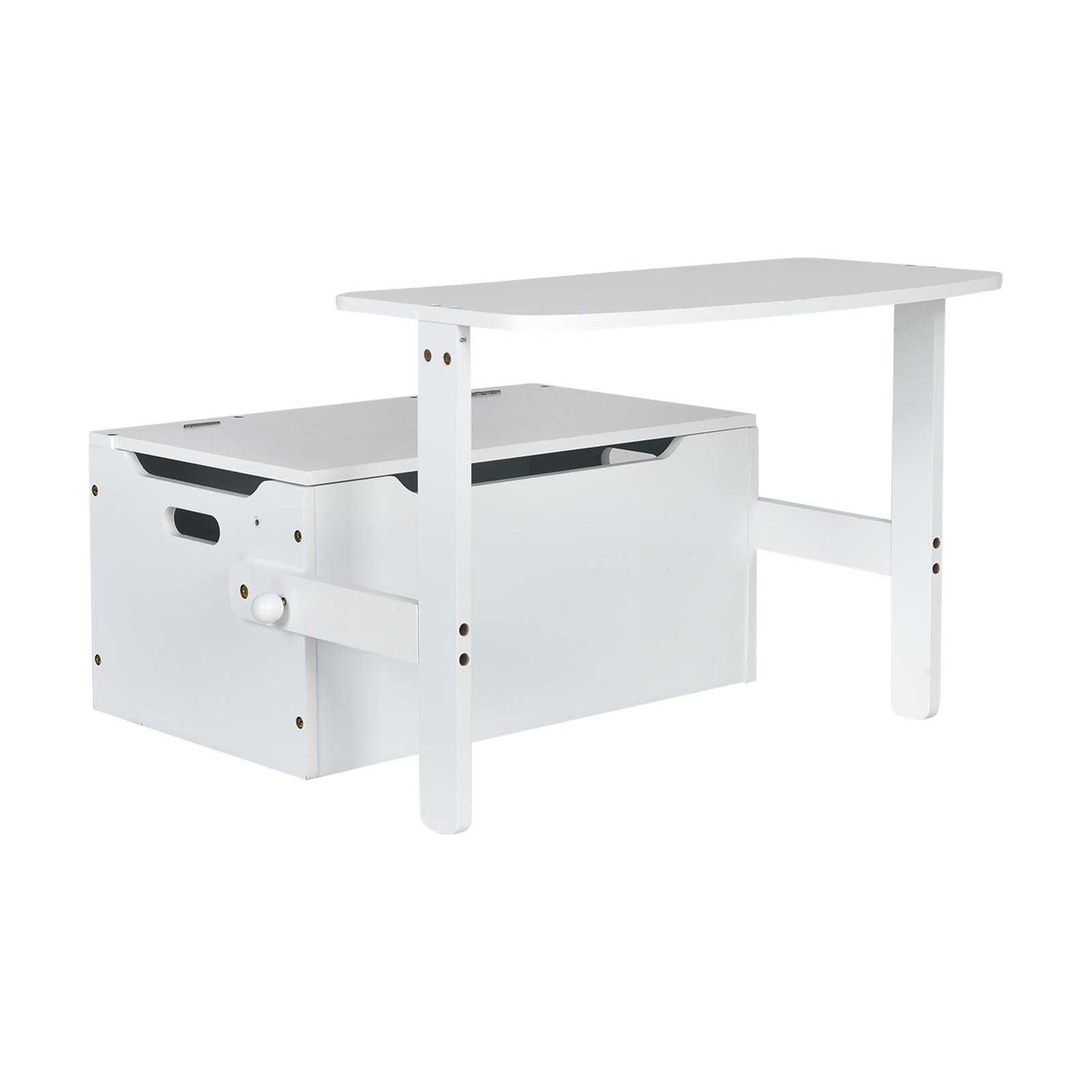 3-in-1 Kids Convertible Storage Bench Wood Activity Table and Chair Set, White Kids Table & Chair Sets at Gallery Canada