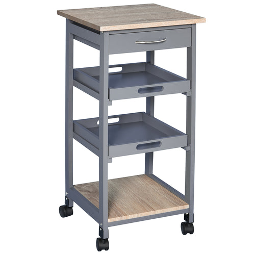 Kitchen Island Rolling Trolley Utility Serving Cart with Drawer Grey