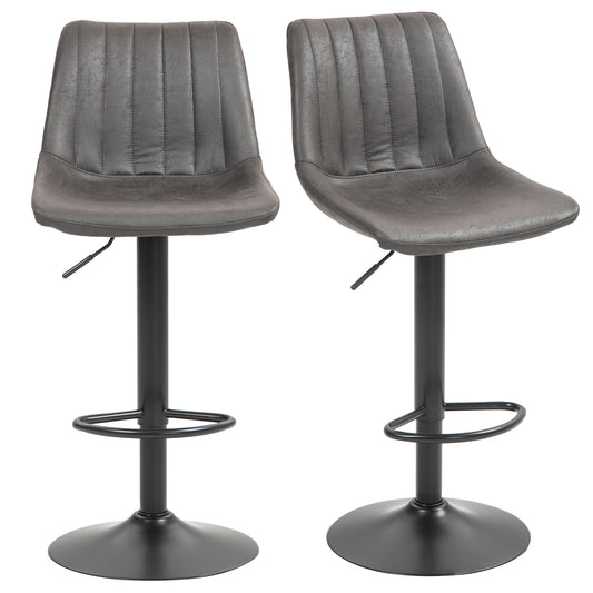 Counter Height Bar Stools Set of 2, Adjustable Height Bar Chairs with Swivel Seat, Leathaire Upholstery Bar Stools   at Gallery Canada