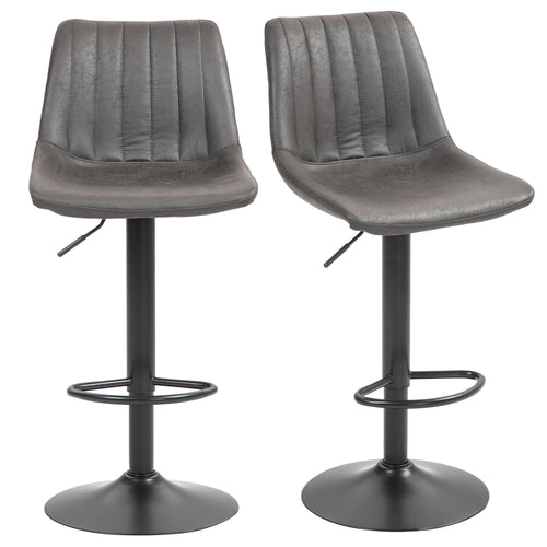 Counter Height Bar Stools Set of 2, Adjustable Height Bar Chairs with Swivel Seat, Leathaire Upholstery