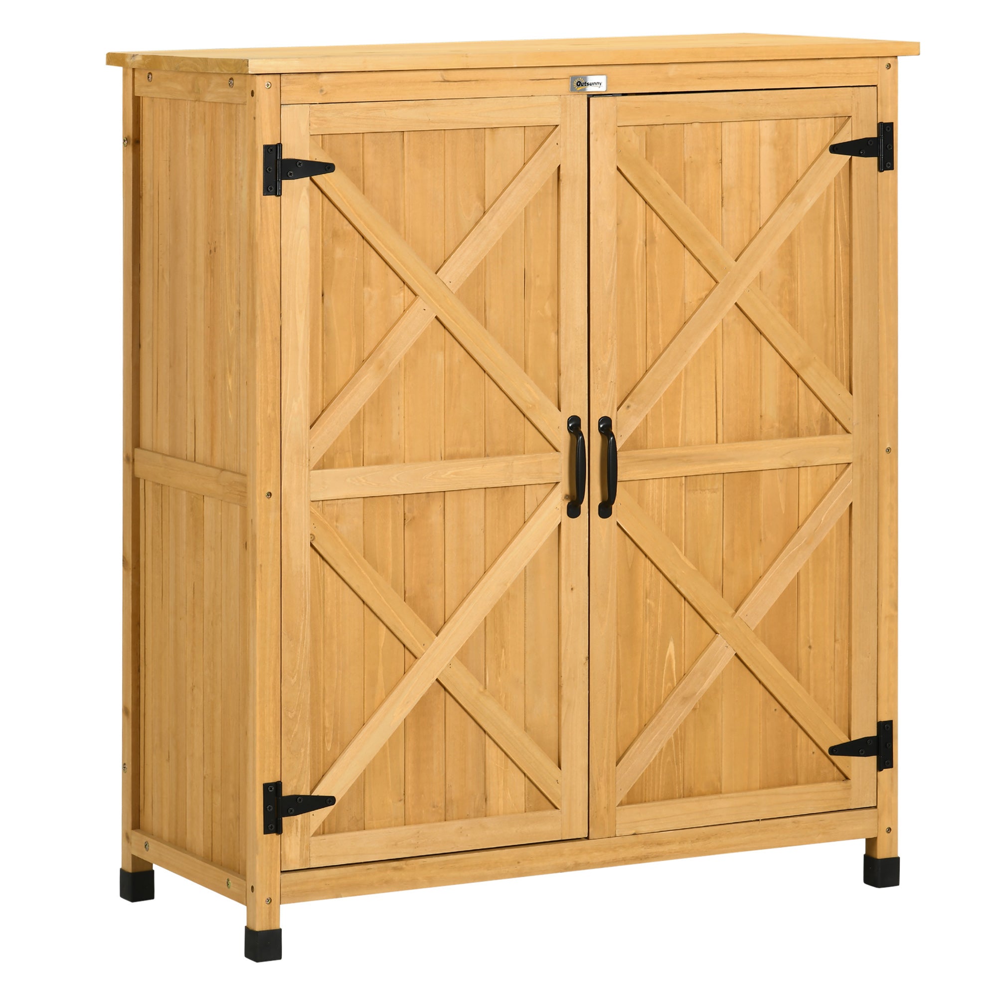 Outdoor Storage Cabinet &; Potting Table, Wooden Gardening Bench with Patio Cabinet and Magnetic Doors Patio Storage Boxes Yellow at Gallery Canada