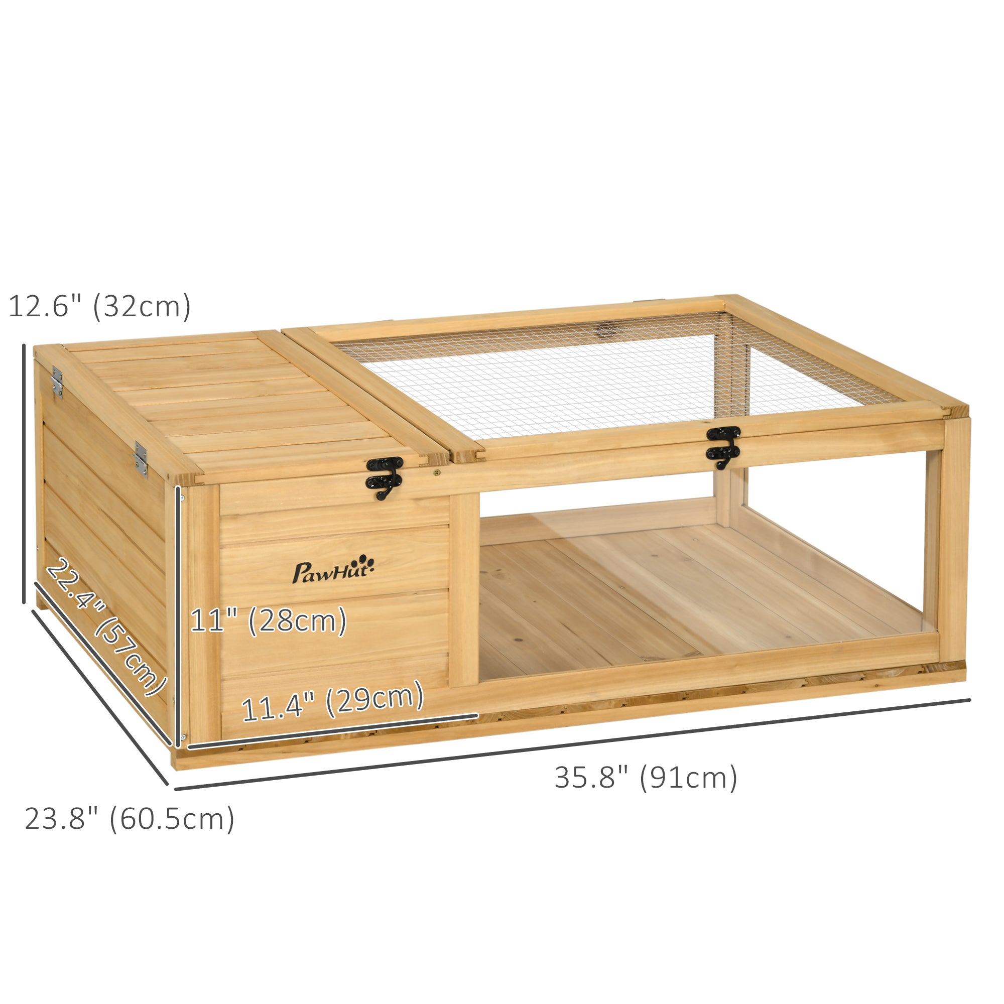 Wood Tortoise House for Lizards, Geckos, Indoor Outdoor Use, 35.8