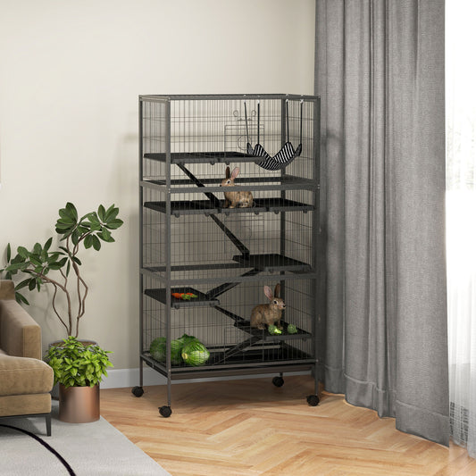 6-Tier Rolling Small Animal Cage, Deluxe Rabbit Cage, Ferret Cage for Mink Chinchilla Kitten Rabbit Charcoal Grey Houses & Habitats   at Gallery Canada