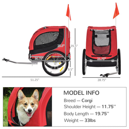 Dog Bike, Trailer Pet Cart, Bicycle Wagon, Travel Cargo, Carrier Attachment with Hitch, Foldable for Travelling, Red Dog Bike Trailers & Strollers Red and Black  at Gallery Canada