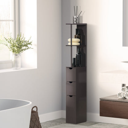 Tall Bathroom Storage Cabinet Scrolled Cupboard Drawer with Open Shelves Space Saving Design Bathroom Cabinets   at Gallery Canada