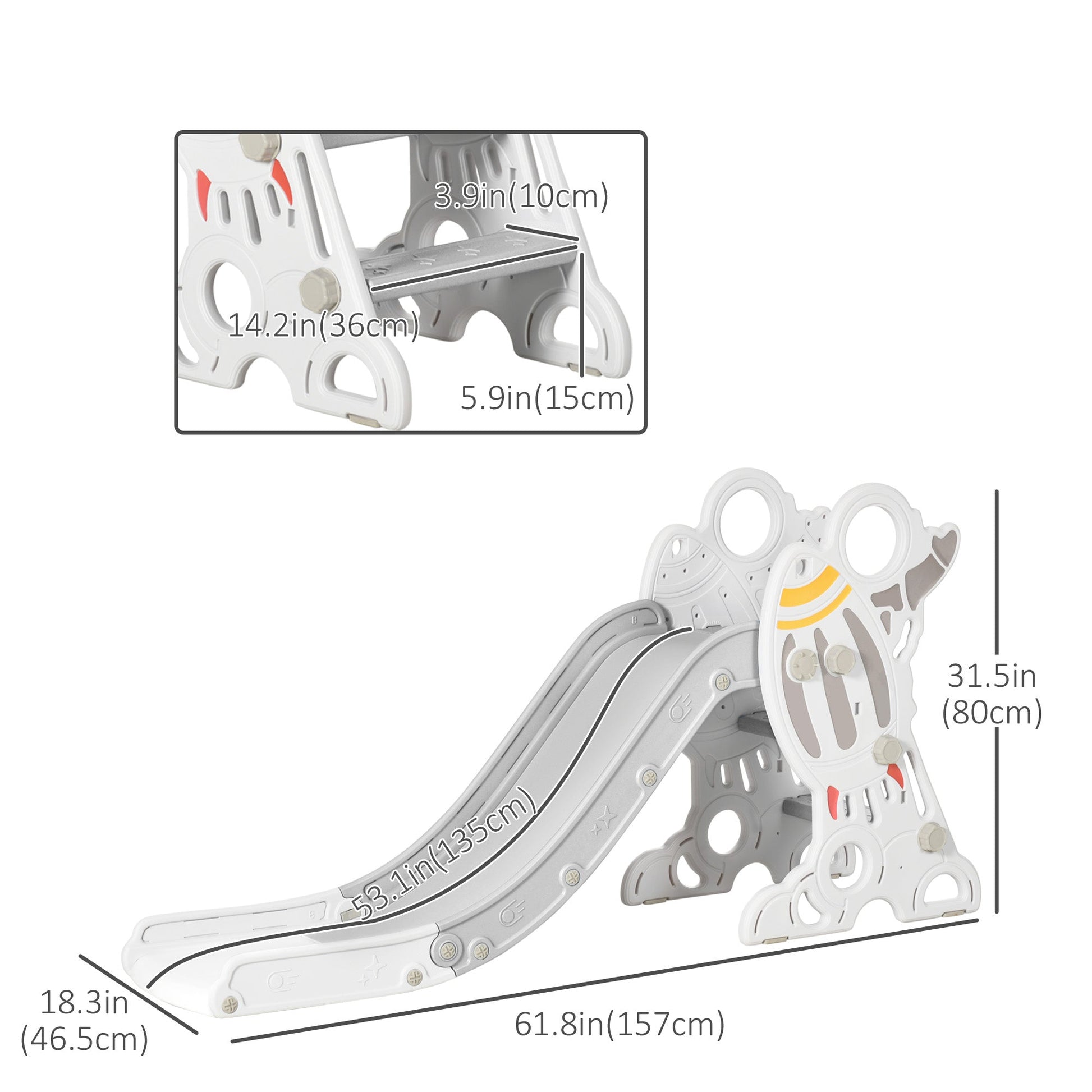 Toddler Slide Indoor for Kids 1.5-3 Years Old, Space Theme Climber Slide Playset, Grey Gym Sets & Swings   at Gallery Canada