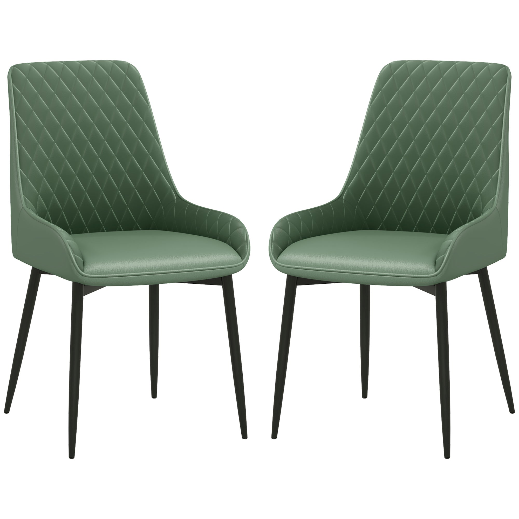 Modern Dining Chairs Set of 2, PU Leather Kitchen Chairs with Metal Legs for Dining Room, Living Room, Green Dining Chairs   at Gallery Canada