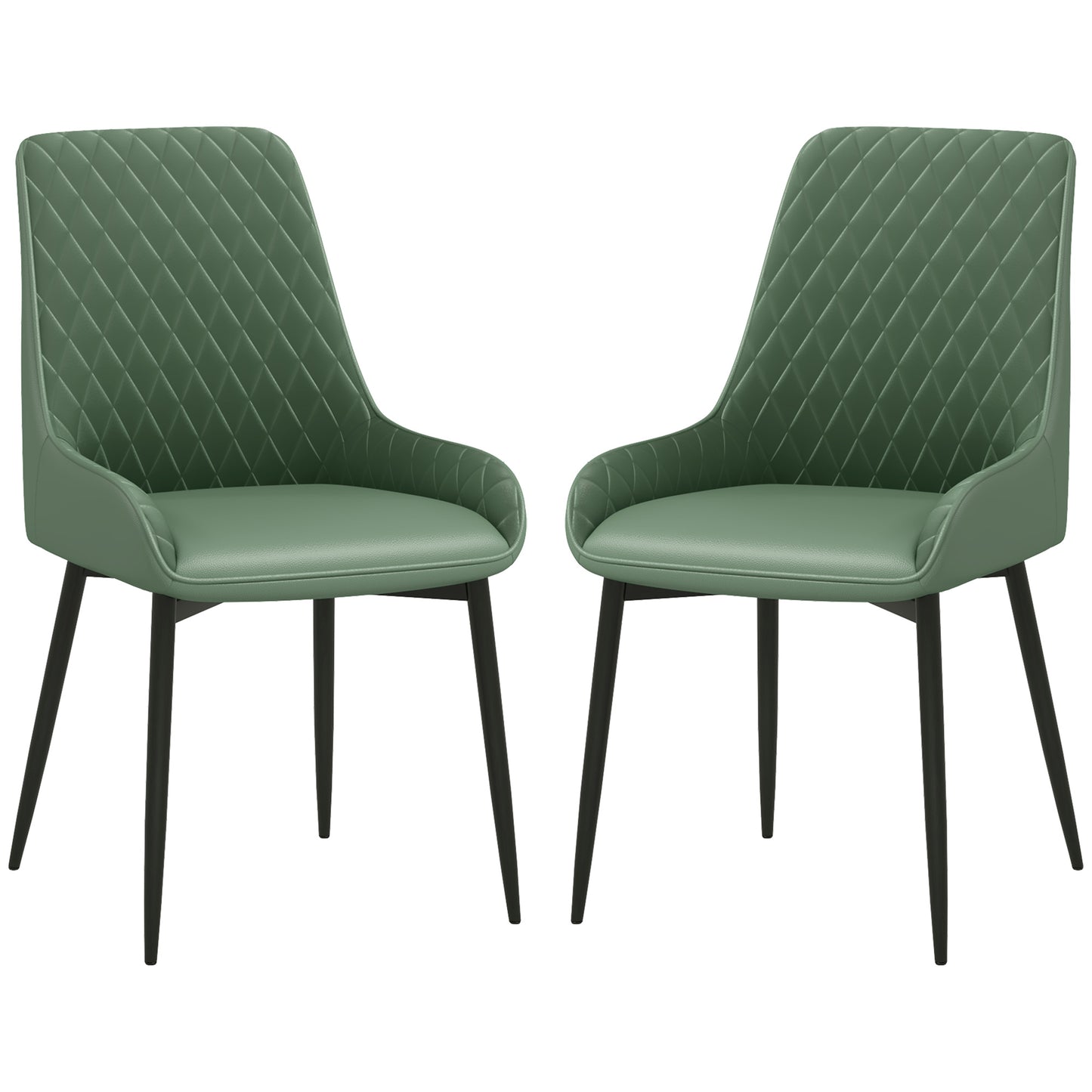 Modern Dining Chairs Set of 2, PU Leather Kitchen Chairs with Metal Legs for Dining Room, Living Room, Green Dining Chairs   at Gallery Canada