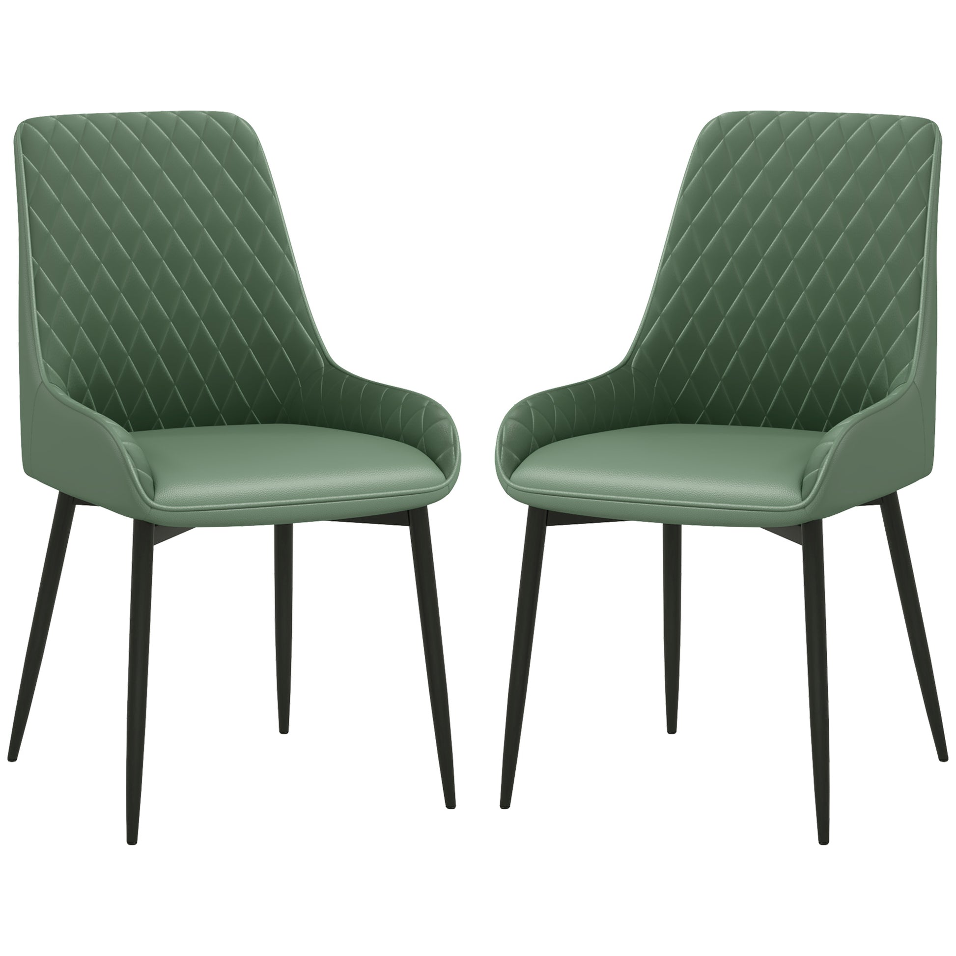 Modern Dining Chairs Set of 2, PU Leather Kitchen Chairs with Metal Legs for Dining Room, Living Room, Green Dining Chairs   at Gallery Canada