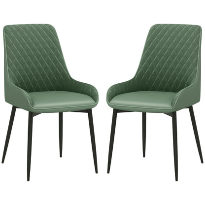 Modern Dining Chairs Set of 2, PU Leather Kitchen Chairs with Metal Legs for Dining Room, Living Room, Green Dining Chairs   at Gallery Canada