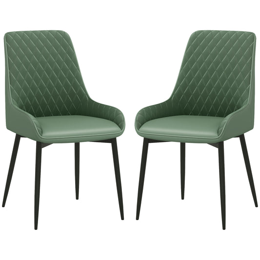 Modern Dining Chairs Set of 2, PU Leather Kitchen Chairs with Metal Legs for Dining Room, Living Room, Green Dining Chairs   at Gallery Canada