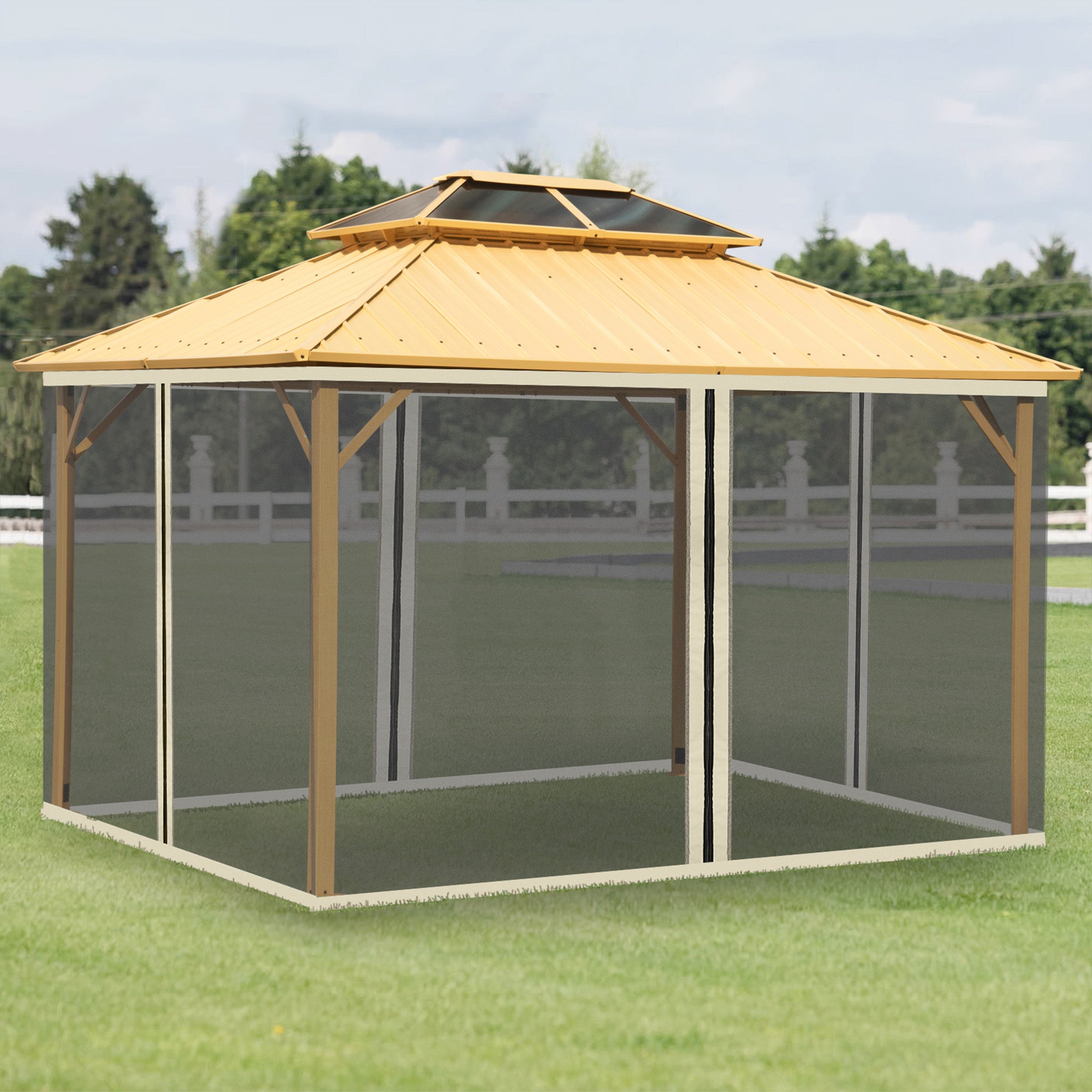 Replacement Mosquito Netting for Gazebo 10' x 13' Black Screen Walls for Canopy with Zippers for Parties and Outdoor Activities, Cream White Gazebo Sidewalls at Gallery Canada