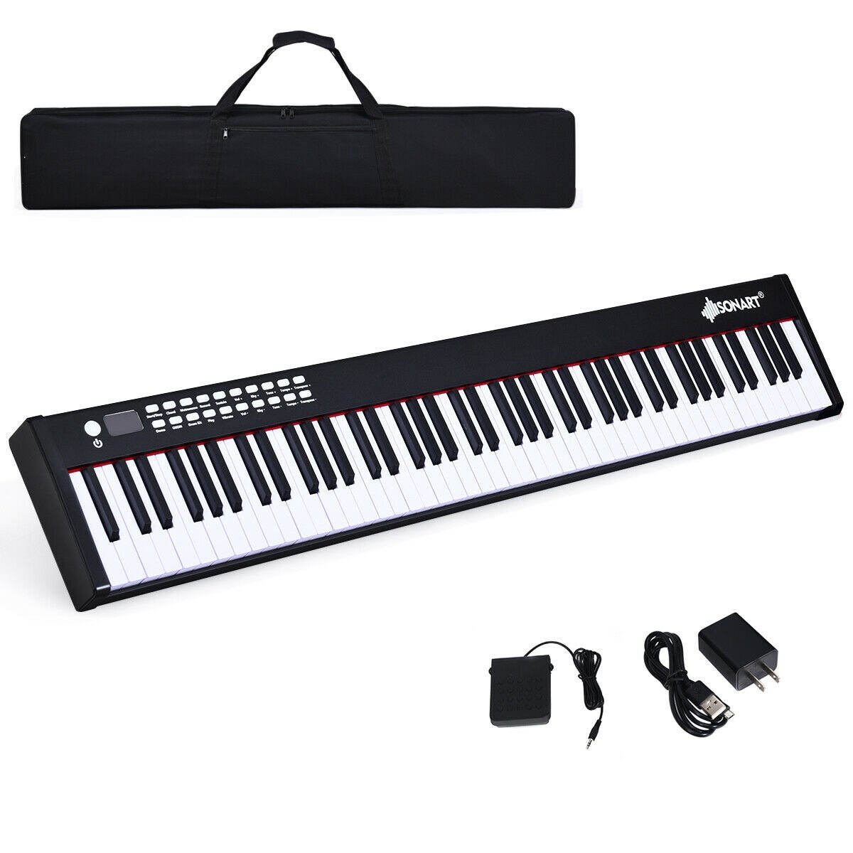 88-Key Portable Full-Size Semi-weighted Digital Piano Keyboard, Black Pianos & Keyboards   at Gallery Canada