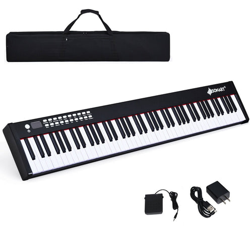 88-Key Portable Full-Size Semi-weighted Digital Piano Keyboard, Black