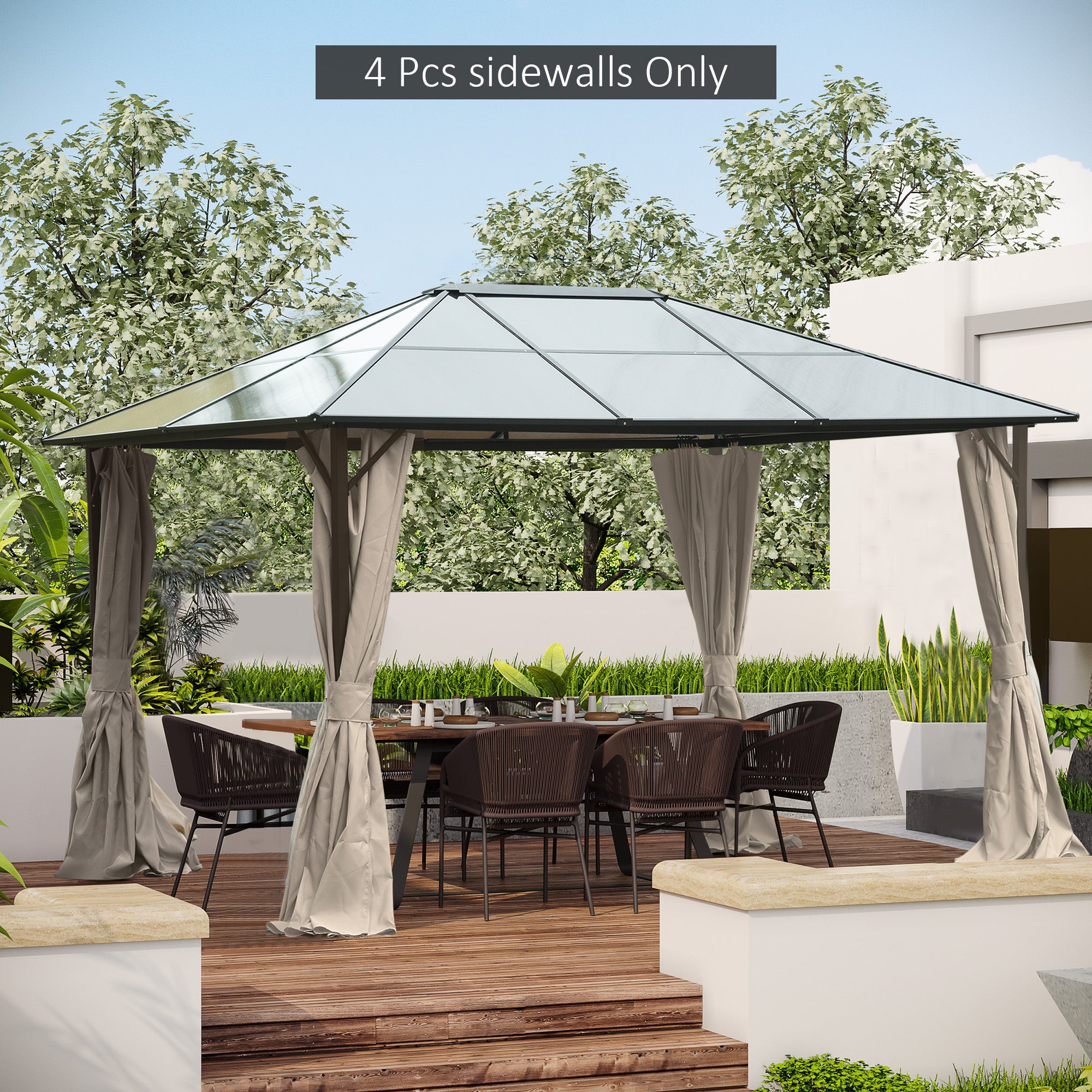 10' x 12' Universal Gazebo Sidewall Set with 4 Panels, Hooks/C-Rings Included for Pergolas &; Cabanas, Beige Gazebo Sidewalls at Gallery Canada