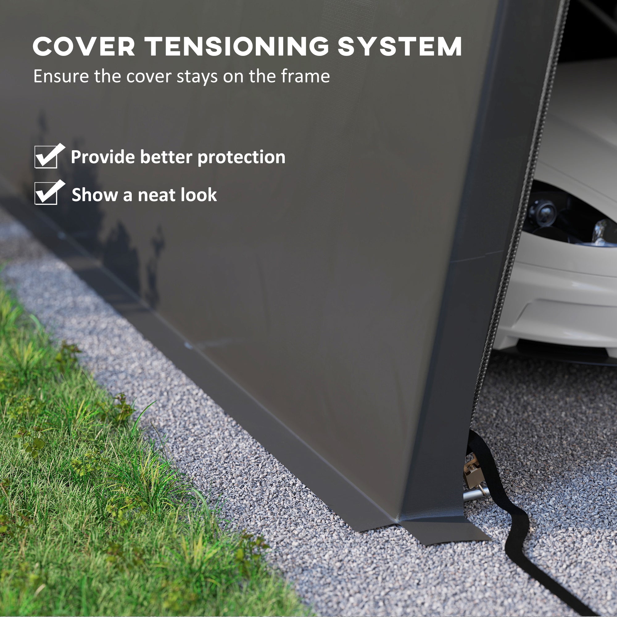 11' x 20' Portable Garage, Heavy Duty Carport Canopy with Ventilation Windows and Large Roll-up Door, Dark Grey Car Shelters at Gallery Canada