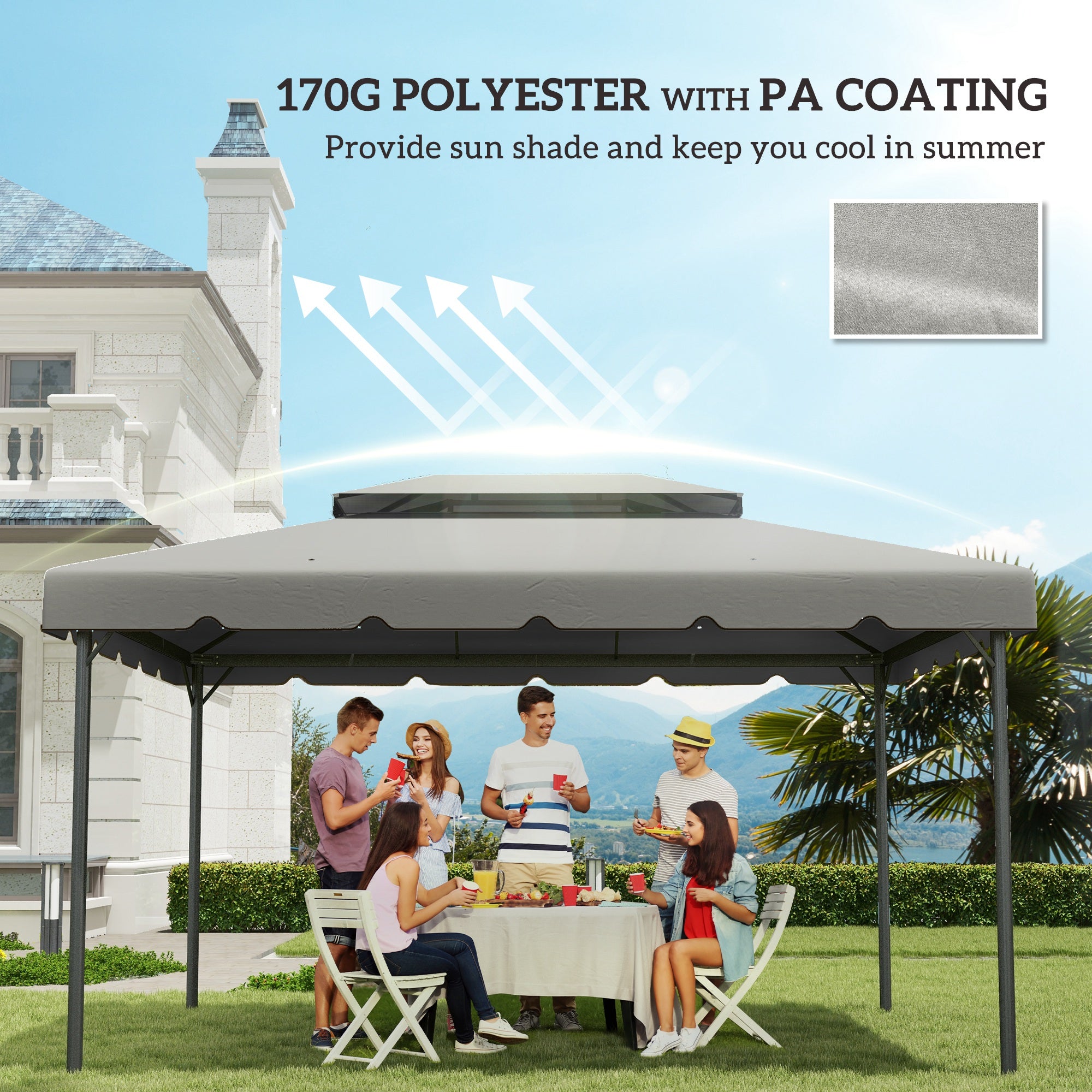 13.1' x 9.8' Gazebo Replacement Canopy, Gazebo Top Cover with Double Vented Roof for Garden Patio(TOP ONLY), Grey Gazebo Canopy Replacement at Gallery Canada