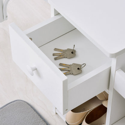 Shoe Bench with Storage, Modern Upholstered Entryway Bench with Shelves, Drawers and Table Top for Living Room, Hallway, White Shoe Storage Cabinets & Racks   at Gallery Canada