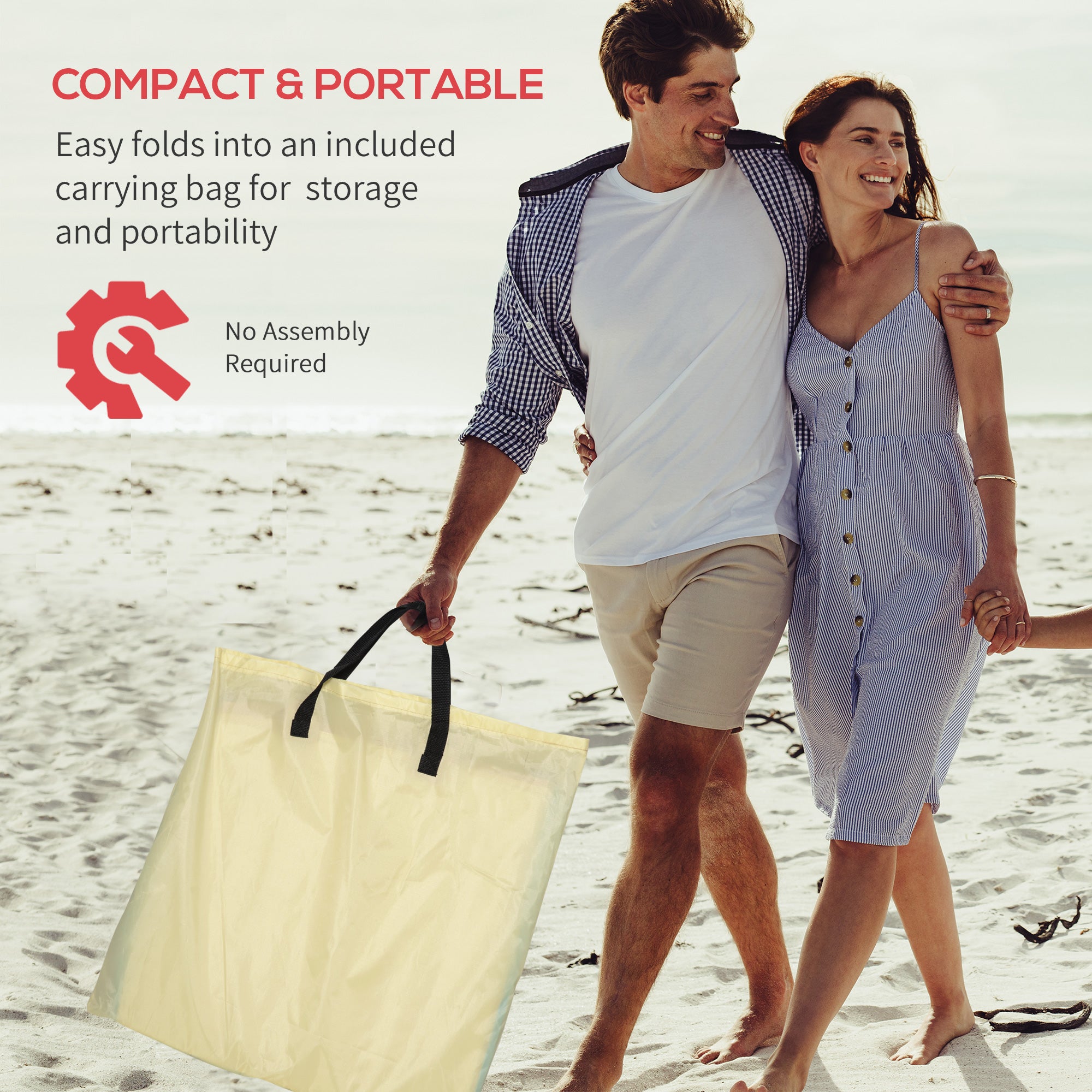 Set of 2 Beach Lounge Chair, Folding Ground Beach Mat w/ Adjustable Back, Steel Frame, Head Pillow and Carry Bag, Beige Beach Accessories at Gallery Canada