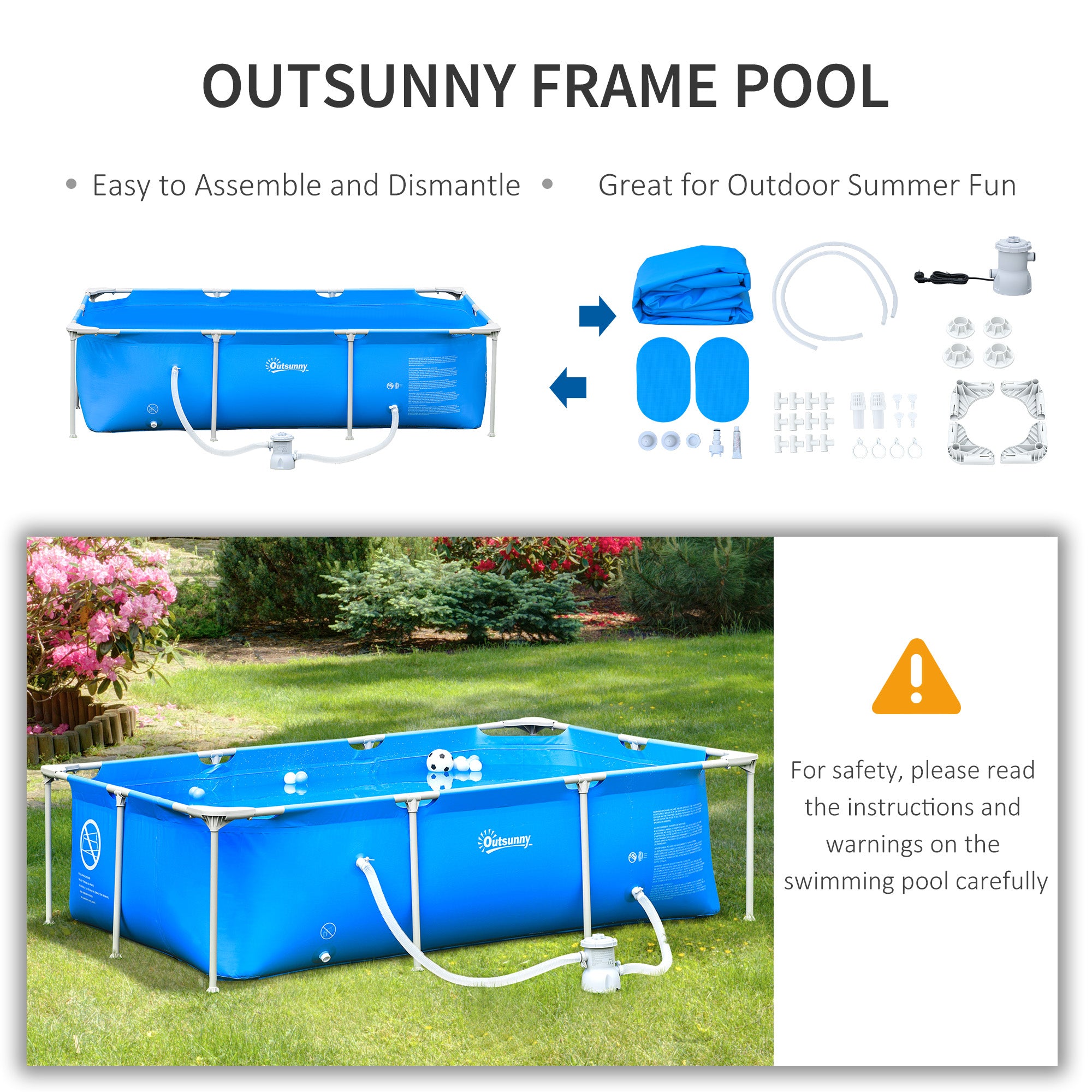 8.3ft x 5ft x 26in Frame Above Ground Swimming Pool Set with Filter Pump Filter Cartridge Reinforced Sidewalls Blue Outdoor Swimming Pools & Hot Tubs at Gallery Canada