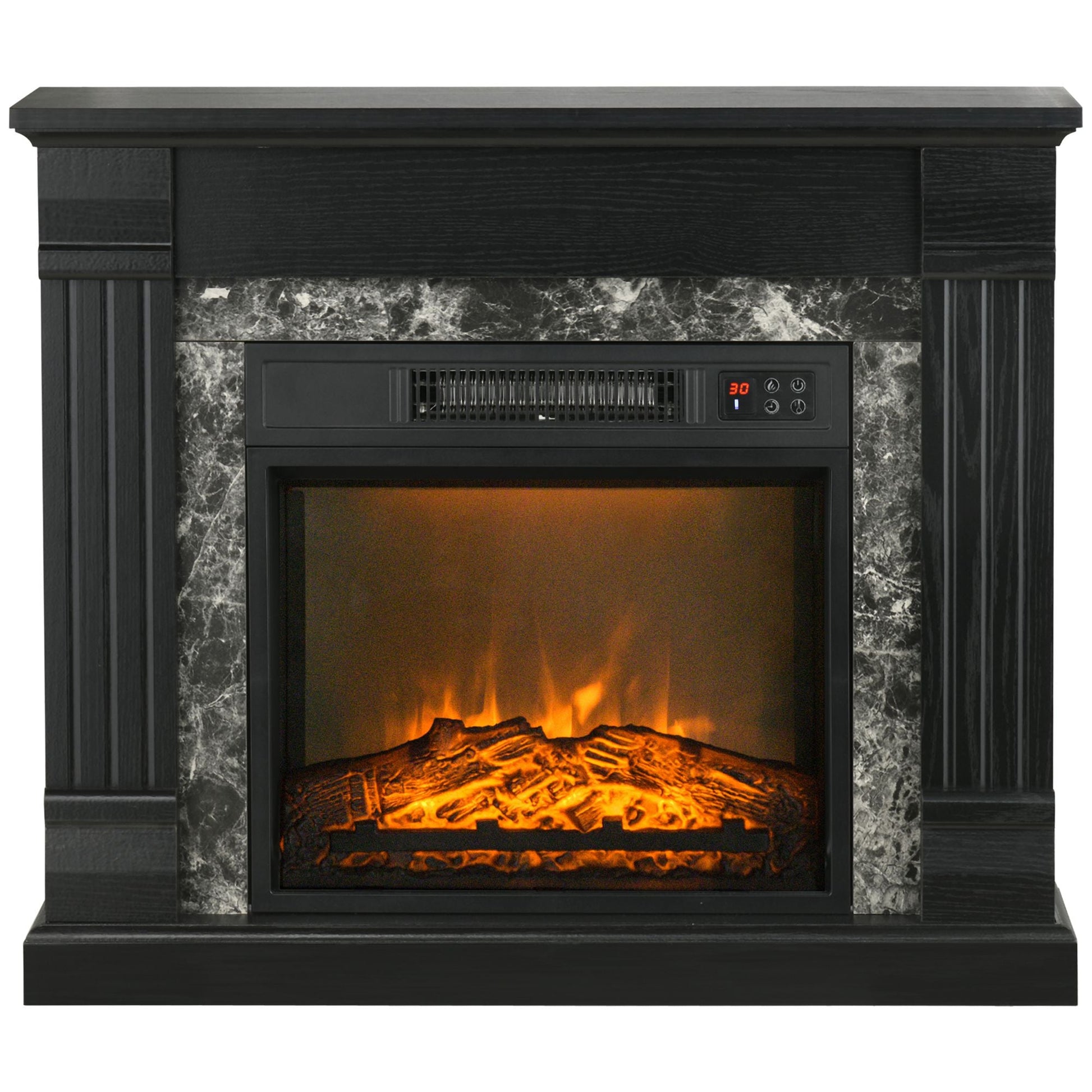 Freestanding Electric Fireplace Heater with Mantel, Timer, Remote, Black Electric Fireplaces Multi Colour  at Gallery Canada