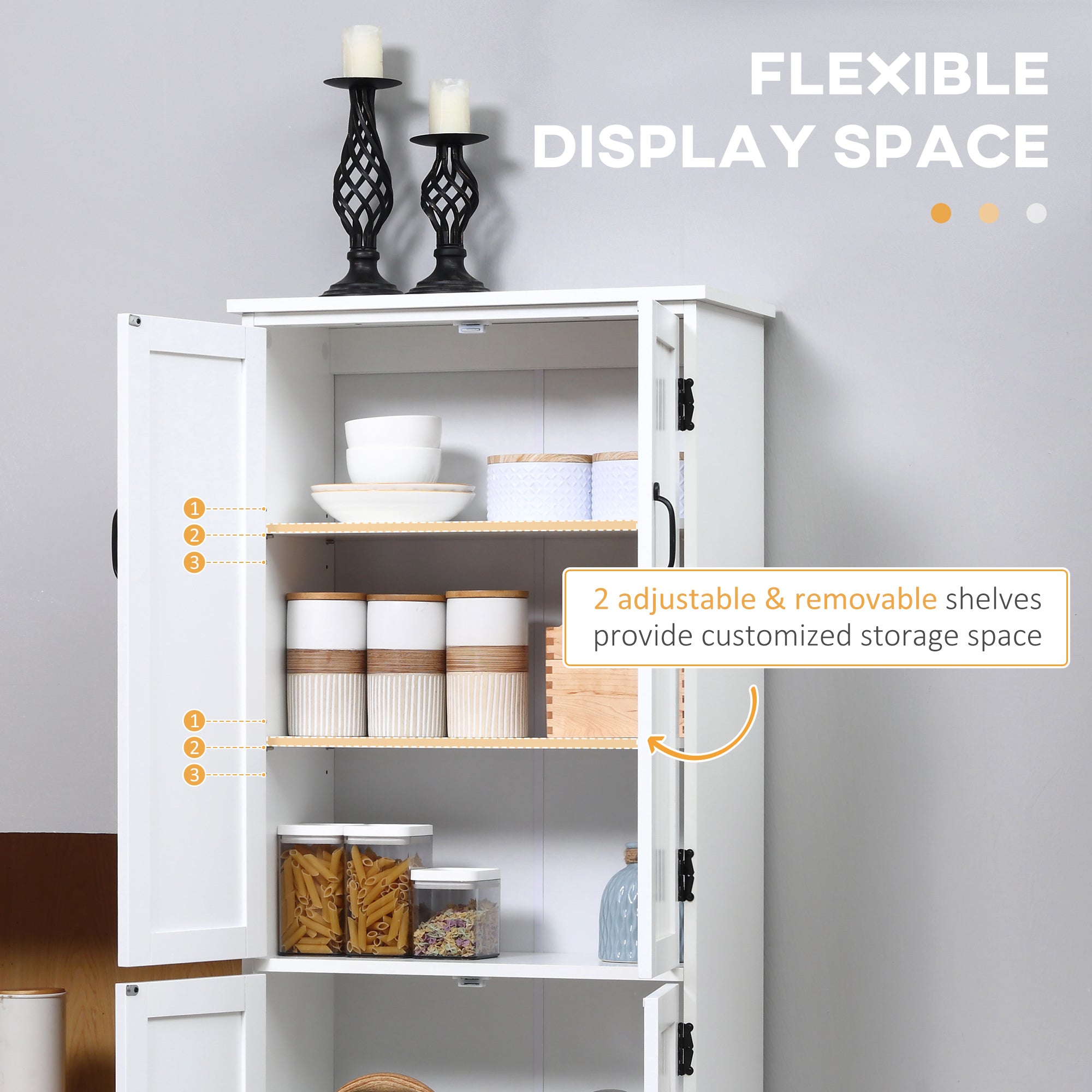 4-Door Storage Cabinet Multi-Storey Large Space Pantry with Adjustable Shelves White Kitchen Pantry Cabinets   at Gallery Canada