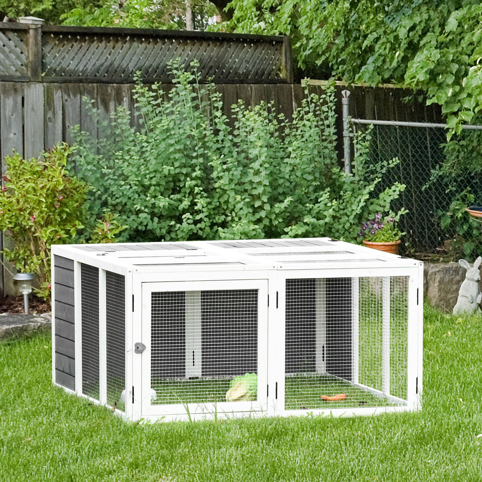 Rabbit Hutch with Openable Foldable Top, Door, for 1-4 Rabbits, for Outdoor, Backyard, Garden, Grey Rabbit Hutch   at Gallery Canada