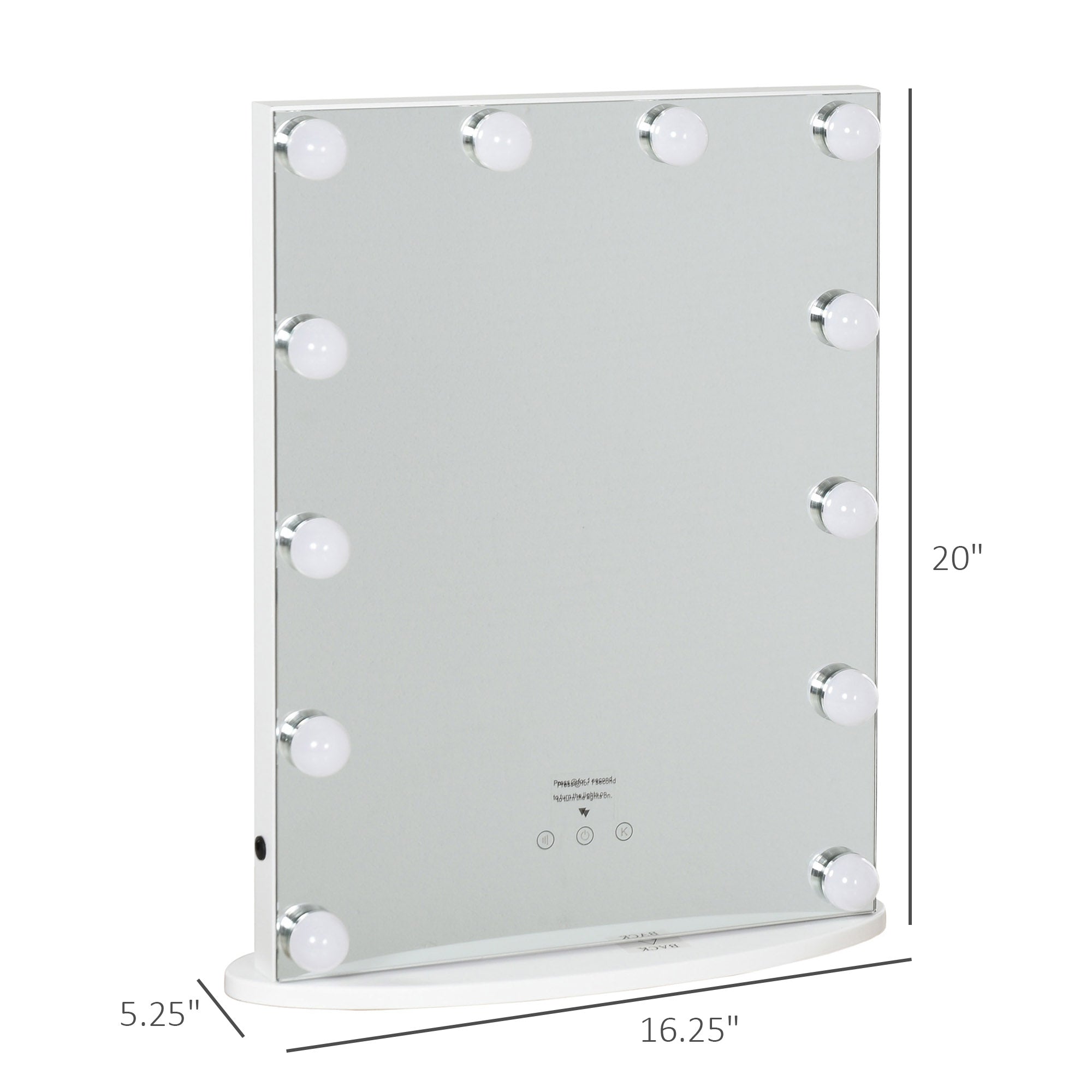 Hollywood Lighted Makeup Mirror with 12 Dimmable LED Bulbs, 3 Lighting Modes, Touch Control, White Wall Mirrors   at Gallery Canada