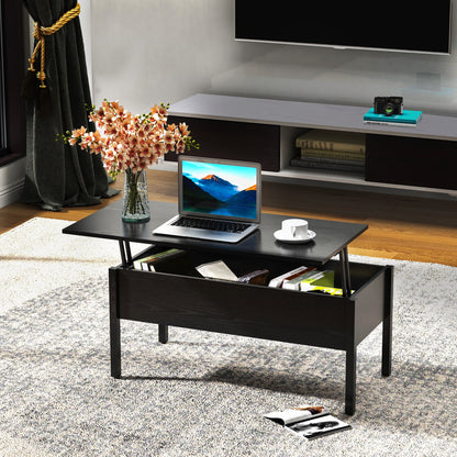 39" Modern Lift Top Coffee Table with Hidden Storage Compartment, Center Table for Living Room, Black Coffee Tables   at Gallery Canada